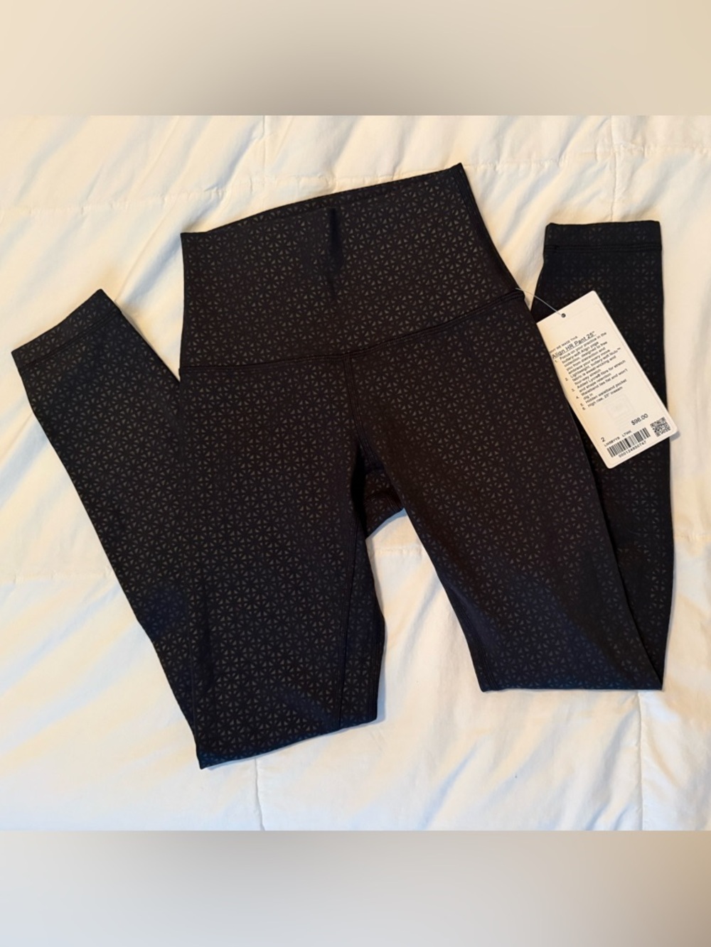 High-Waist Black lattice work Print Leggings